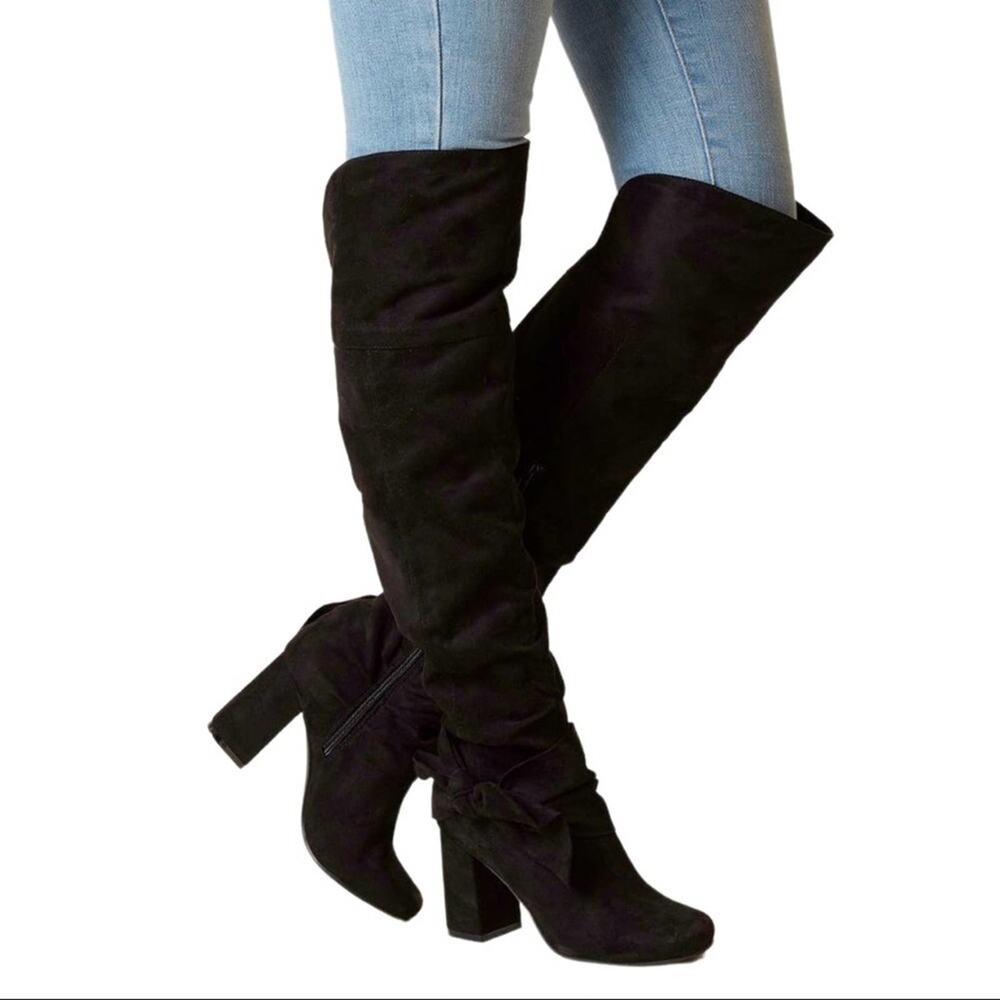 Not Rated Black Over the Knee Totoro Heeled Boot New Size 7